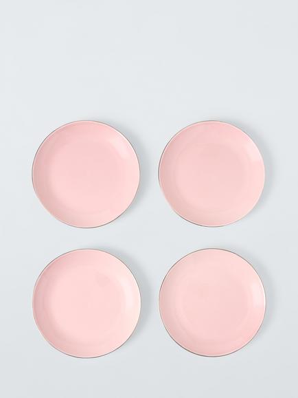 John Lewis Fine China Cake Plate, Set of 4, 18cm, Pink, Pink