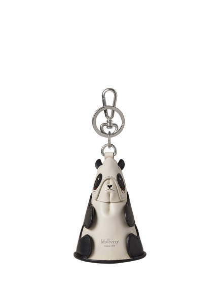 Mulberry Small Classic Grain Panda Case Keyring, Black/Eggshell, Black/Eggshell
