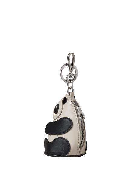 Mulberry Small Classic Grain Panda Case Keyring, Black/Eggshell - view 2, Black/Eggshell
