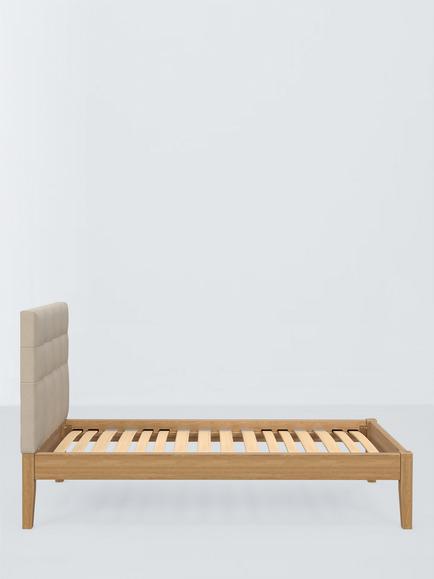 John Lewis Astrid Kitami Bed Frame, Single - view 2, Brushed Tweed Beige
