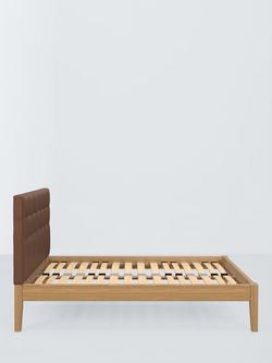 John Lewis Astrid Kitami Bed Frame, Small Double - view 2, Faux Leather Brown