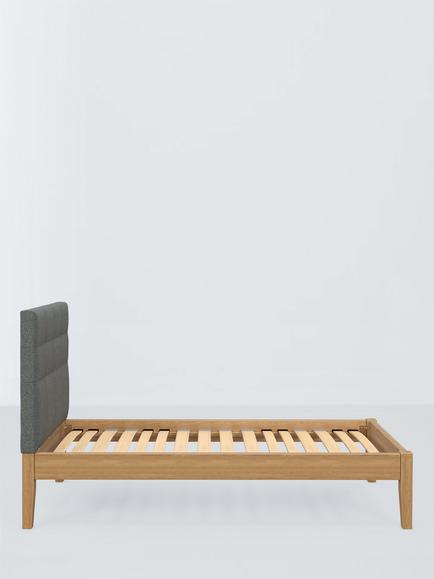 John Lewis Astrid Kitami Bed Frame, Single - view 2, Brushed Tweed Grey