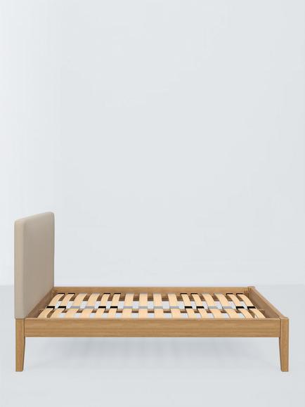 John Lewis Emilia Kitami Bed Frame, Double - view 2, Brushed Tweed Beige