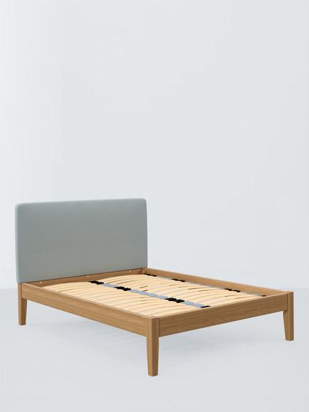 John Lewis Emilia Kitami Bed Frame, Double, Soft Touch Chenille Duck Egg