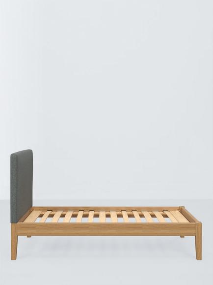 John Lewis Emilia Kitami Bed Frame, Single - view 2, Brushed Tweed Grey