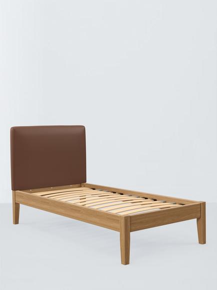 John Lewis Emilia Kitami Bed Frame, Single, Faux Leather Brown