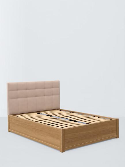 John Lewis Astrid Kitami Ottoman Storage Upholstered Bed Frame, Double, Cotton Effect Pink