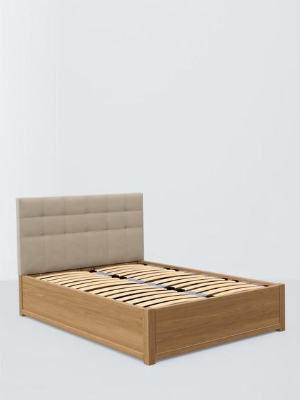 John Lewis Astrid Kitami Ottoman Storage Upholstered Bed Frame, King Size, Brushed Tweed Beige