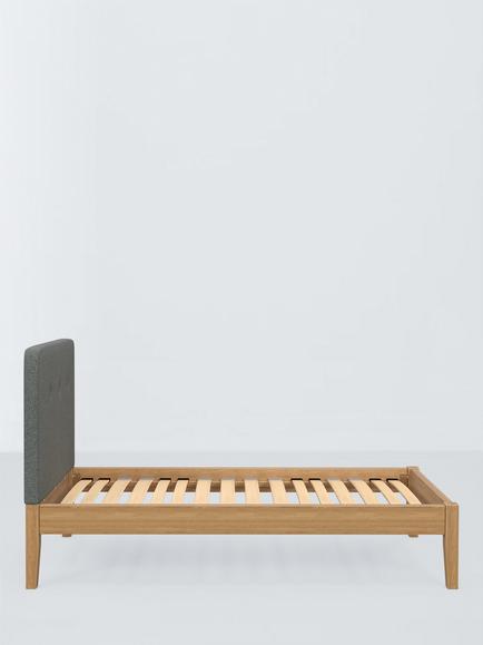 John Lewis Nancy Kitami Bed Frame, Single - view 2, Brushed Tweed Grey