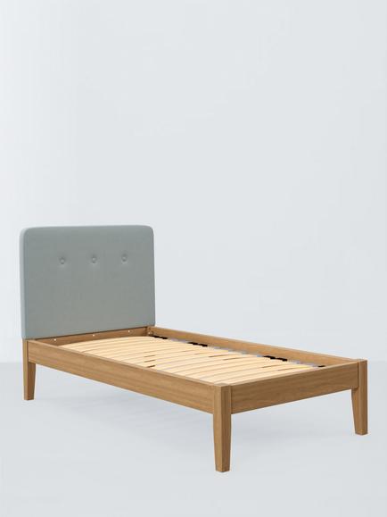 John Lewis Nancy Kitami Bed Frame, Single, Soft Touch Chenille Duck Egg