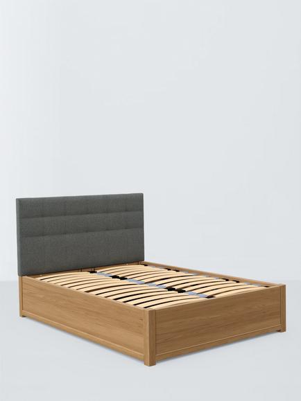 John Lewis Astrid Kitami Ottoman Storage Upholstered Bed Frame, King Size, Brushed Tweed Grey