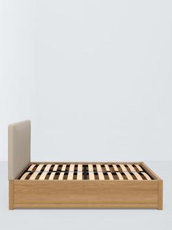 John Lewis Emilia Kitami Ottoman Storage Upholstered Bed Frame, Double - view 2, Brushed Tweed Beige