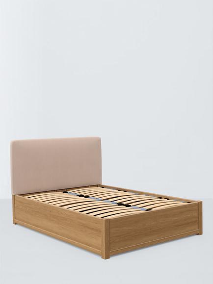 John Lewis Emilia Kitami Ottoman Storage Upholstered Bed Frame, Double, Cotton Effect Pink
