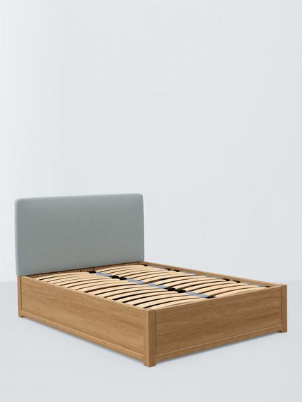 John Lewis Emilia Kitami Ottoman Storage Upholstered Bed Frame, Double, Soft Touch Chenille Duck Egg