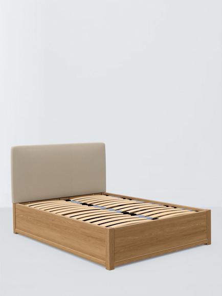 John Lewis Emilia Kitami Ottoman Storage Upholstered Bed Frame, King Size, Brushed Tweed Beige