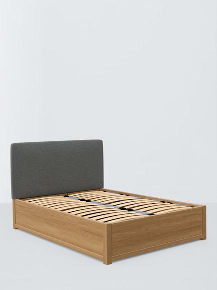 John Lewis Emilia Kitami Ottoman Storage Upholstered Bed Frame, King Size, Brushed Tweed Grey