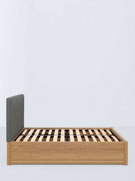John Lewis Emilia Kitami Ottoman Storage Upholstered Bed Frame, King Size - view 2, Brushed Tweed Grey