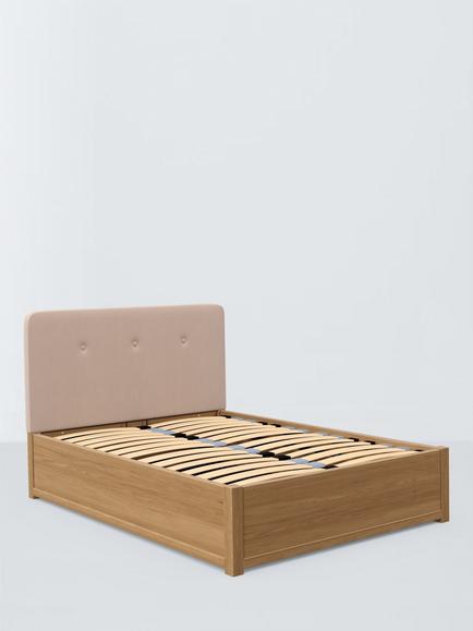 John Lewis Nancy Kitami Ottoman Storage Upholstered Bed Frame, King Size, Cotton Effect Pink