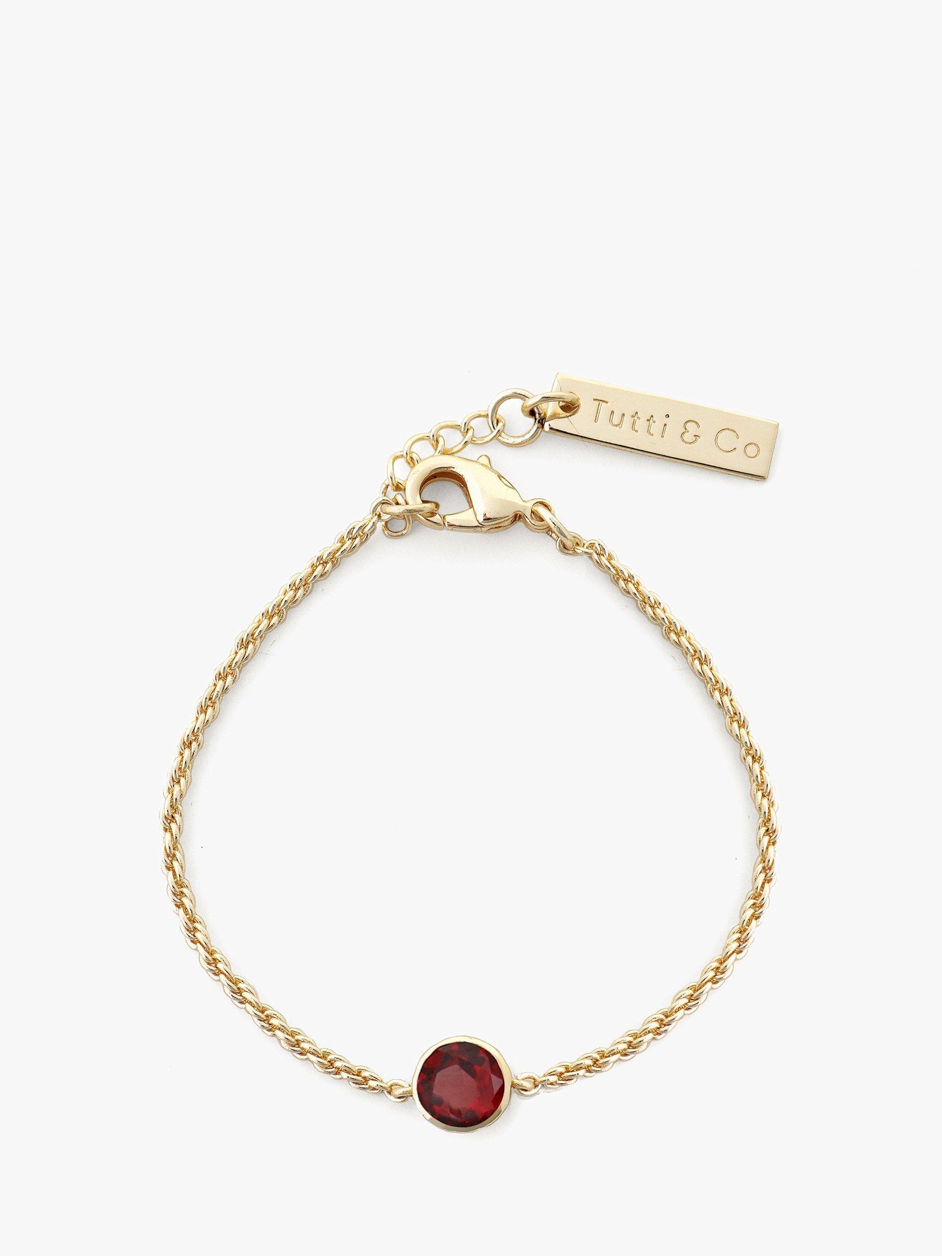 Product image 1 of 2, which shows Tutti & Co Birthstone Bracelet, Gold, Garnet/January