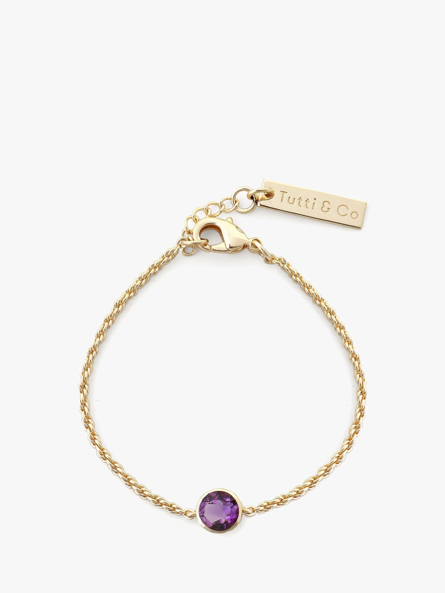Product image 1 of 2, which shows Tutti & Co Birthstone Bracelet, Gold, Amethyst/February