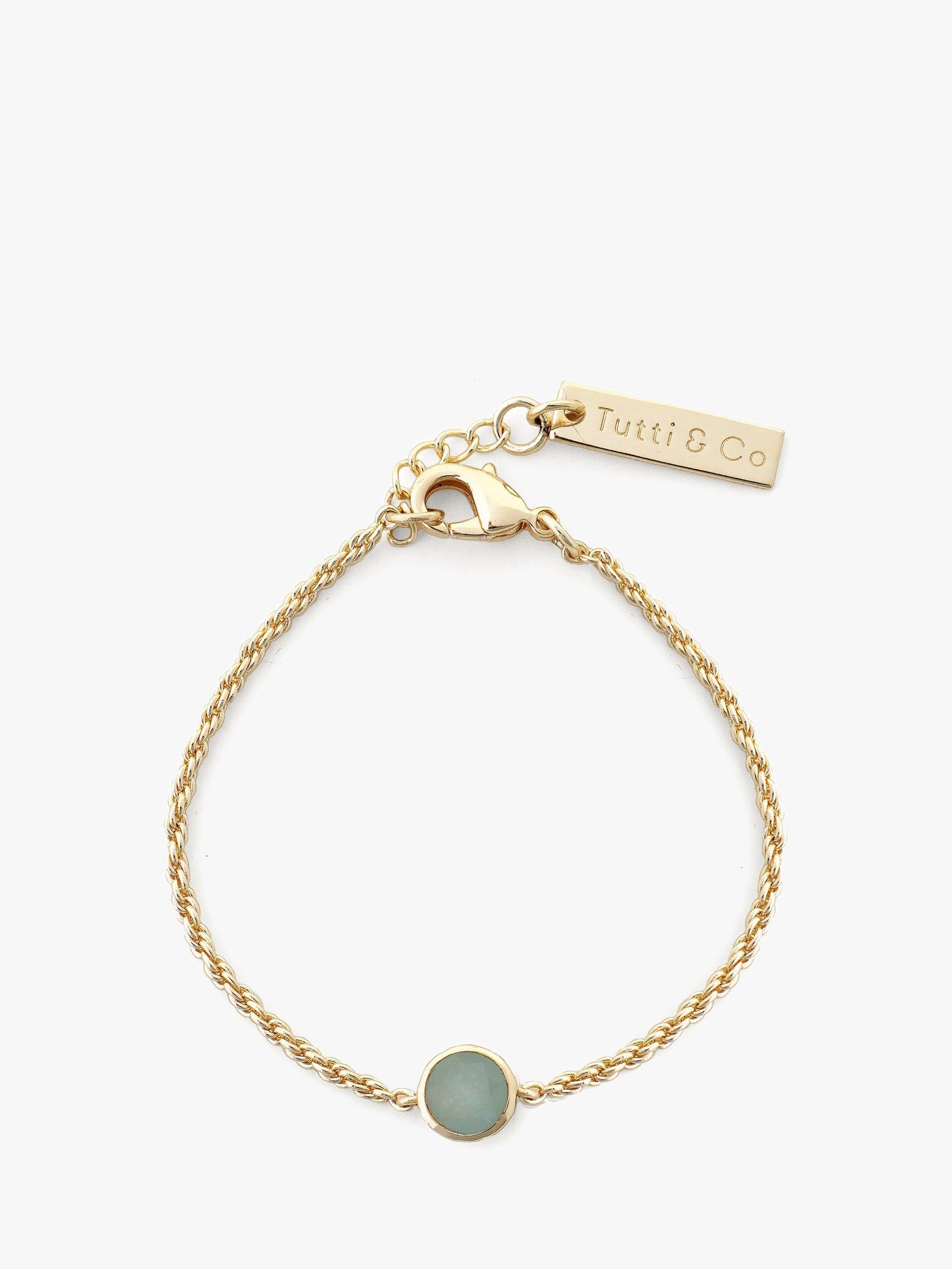 Product image 1 of 2, which shows Tutti & Co Birthstone Bracelet, Gold, Aquamarine/March