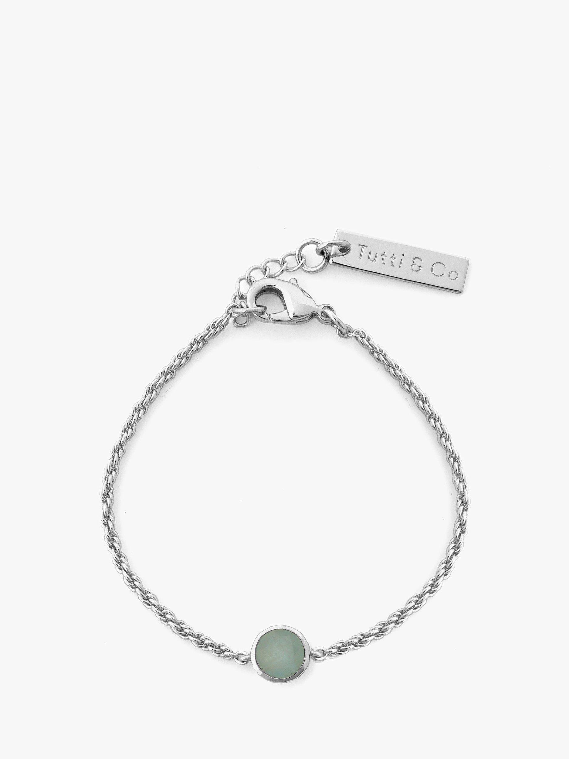 Product image 1 of 2, which shows Tutti & Co Birthstone Bracelet, Silver, Aquamarine/March