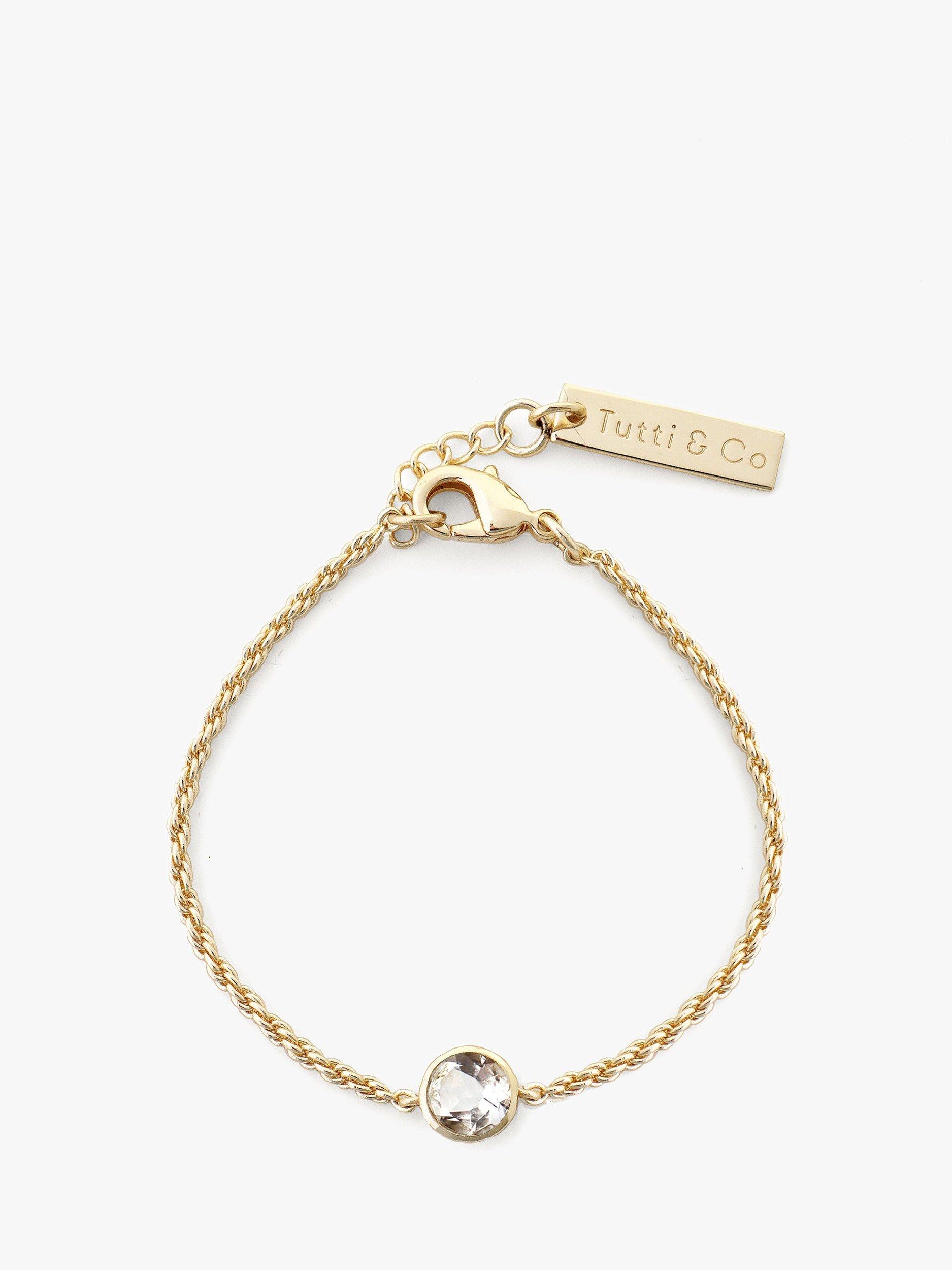Product image 1 of 2, which shows Tutti & Co Birthstone Bracelet, Gold, White Topaz/April