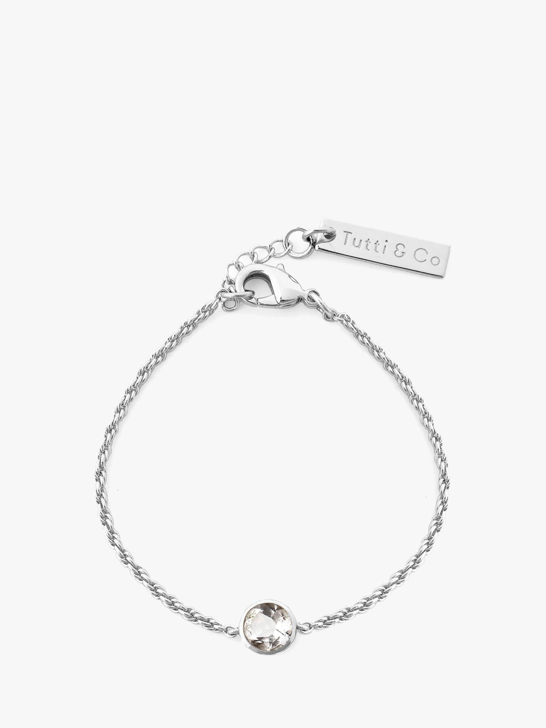 Product image 1 of 2, which shows Tutti Birthstone Bracelet, Silver, White Topaz/April