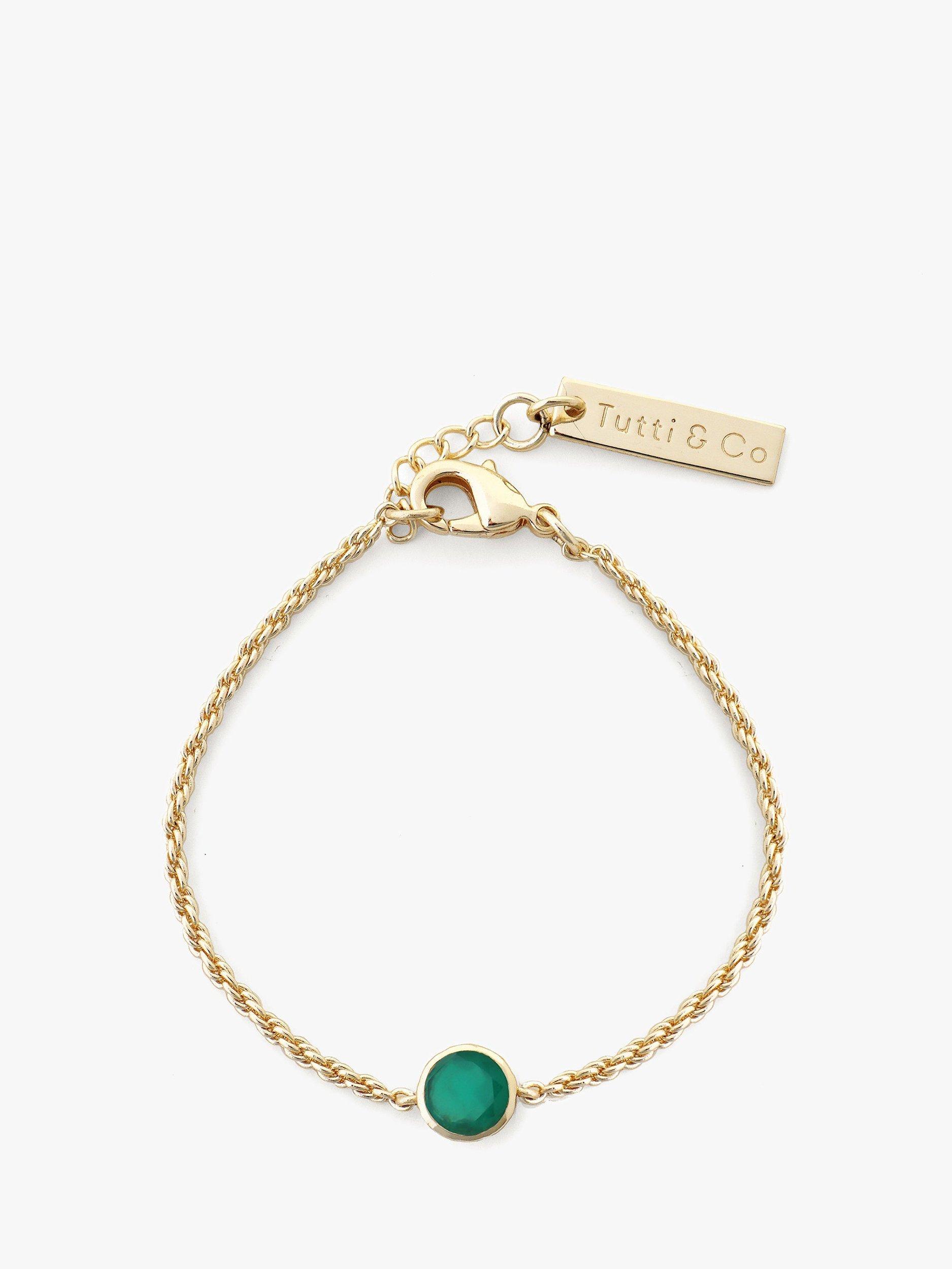 Product image 1 of 2, which shows Tutti & Co Birthstone Bracelet, Gold, Green Onyx/May