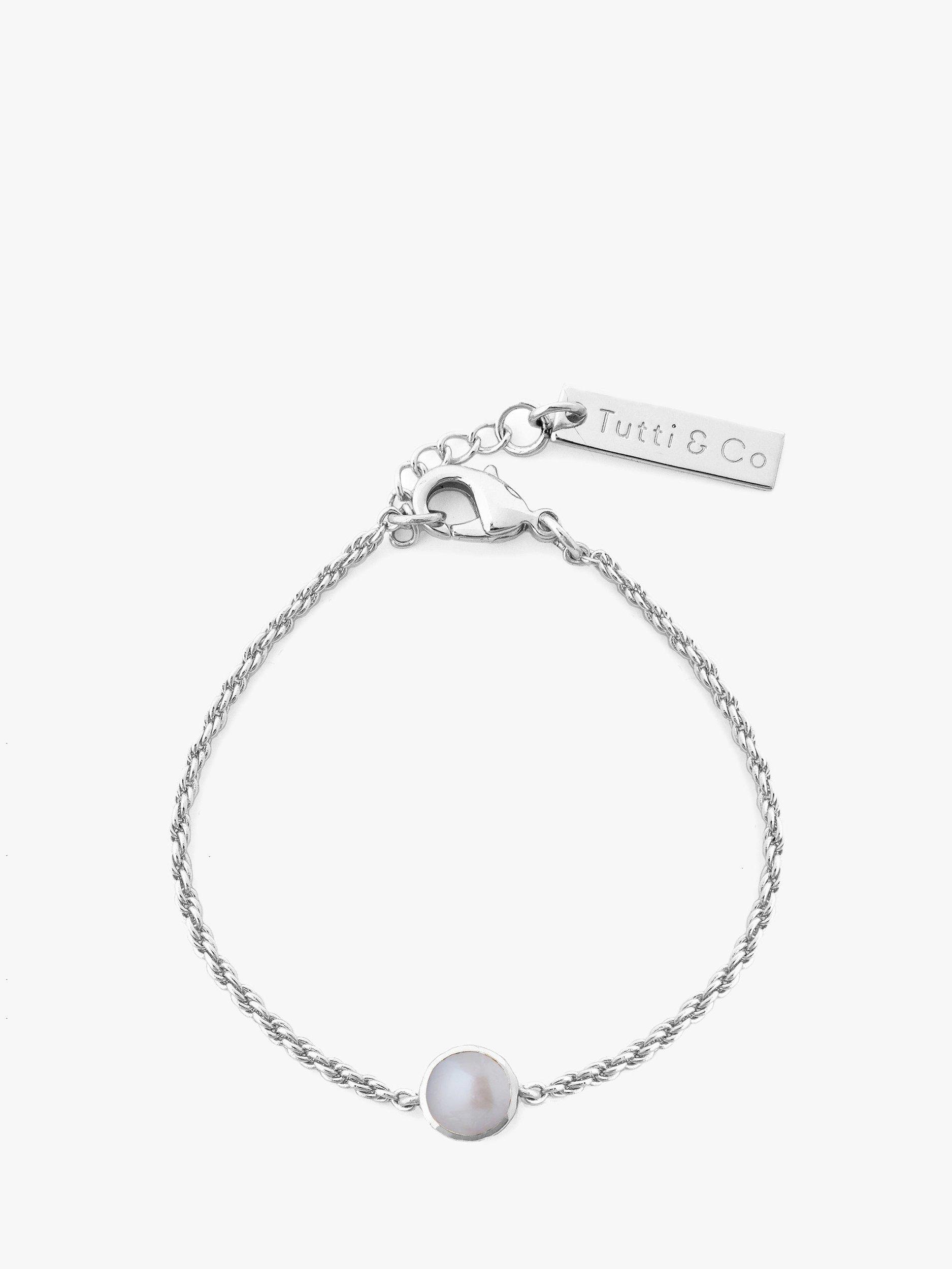 Product image 1 of 2, which shows Tutti Birthstone Bracelet, Silver, Freshwater Pearl/June