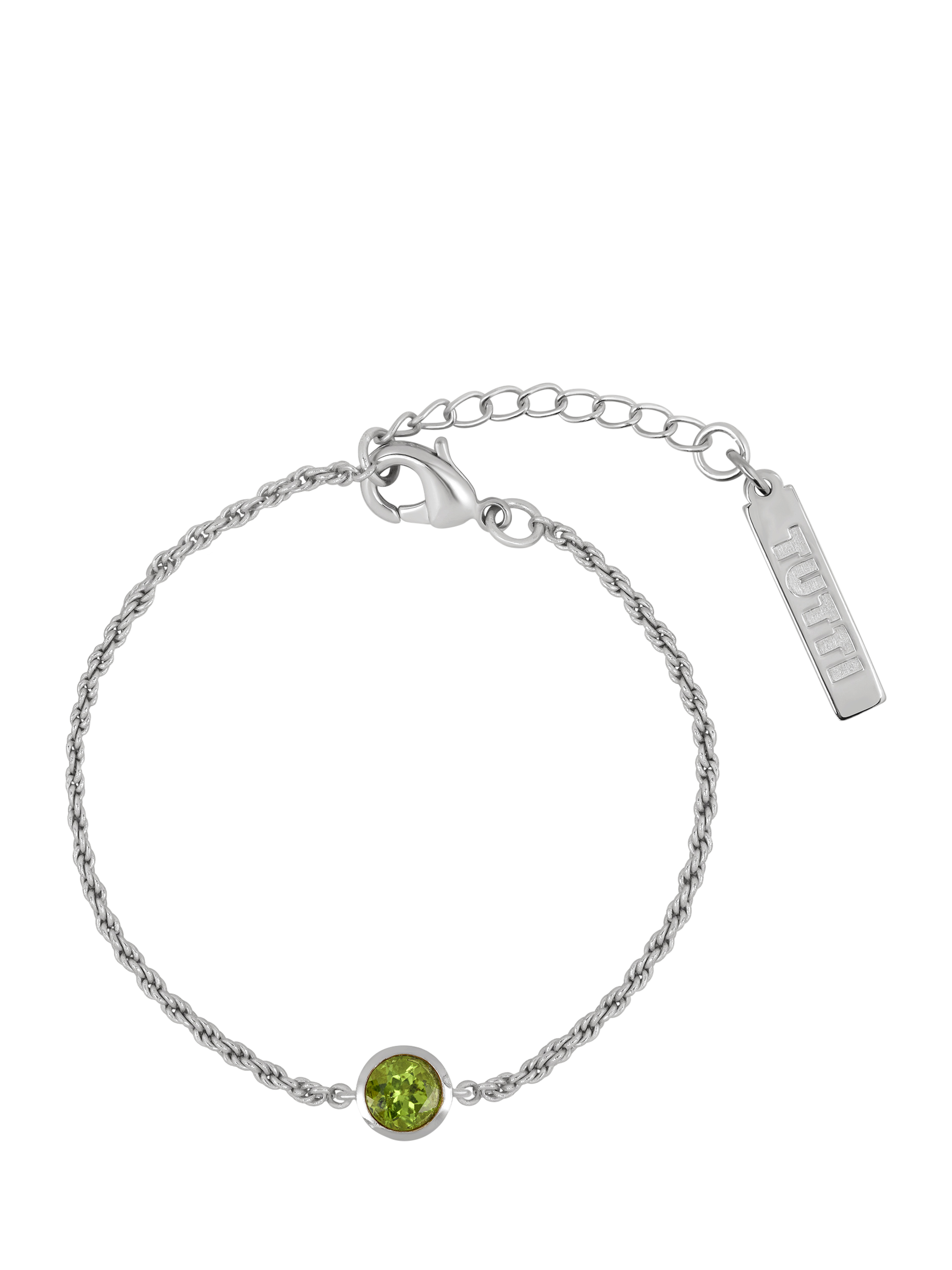 Product image 1 of 2, which shows Tutti Birthstone Bracelet, Silver, Peridot/August