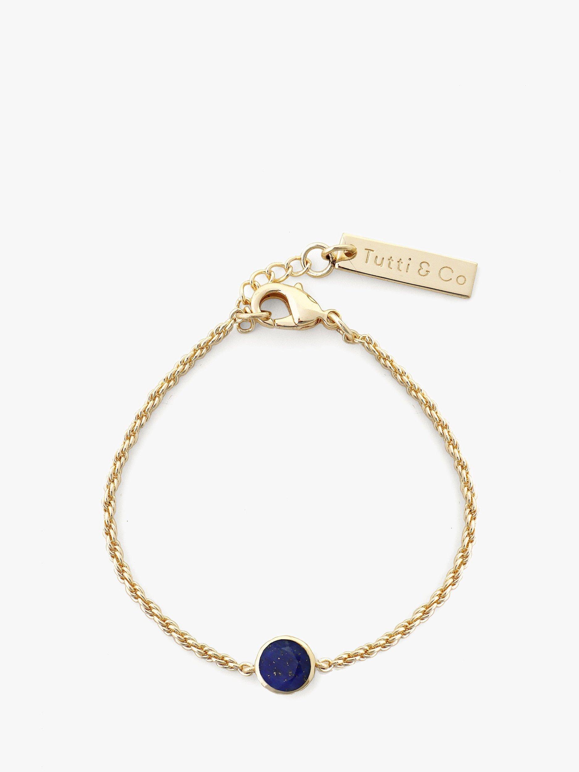 Product image 1 of 2, which shows Tutti & Co Birthstone Bracelet, Gold, Lapis Lazuli/September