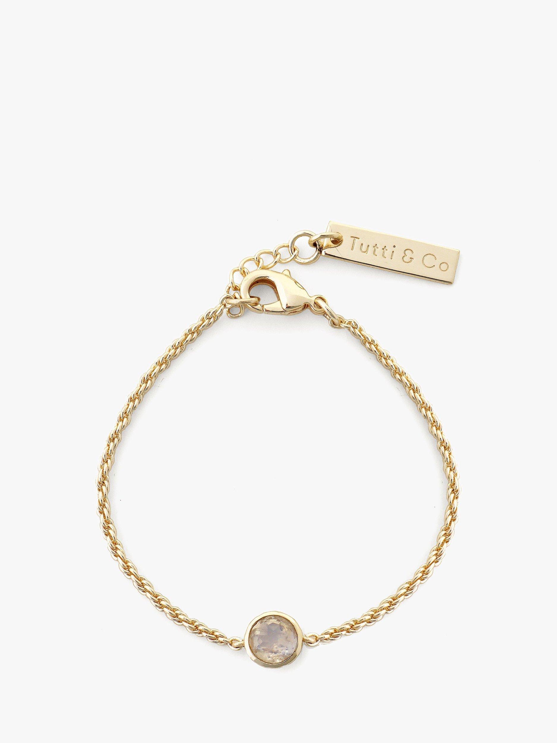 Product image 1 of 2, which shows Tutti & Co Birthstone Bracelet, Gold, Moonstone/October