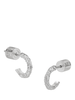 Tutti Textured Stud Hoop Earrings, Silver