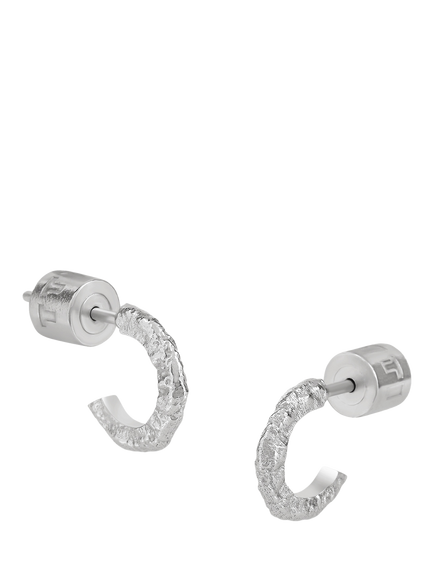 Tutti Textured Stud Hoop Earrings, Silver