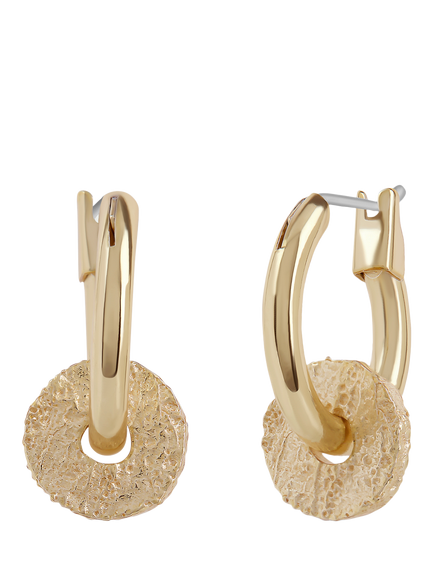Tutti Textured Disc Hoop Earrings, Gold