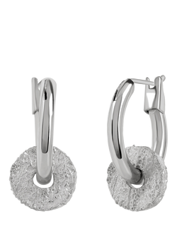 Tutti Textured Disc Hoop Earrings, Silver