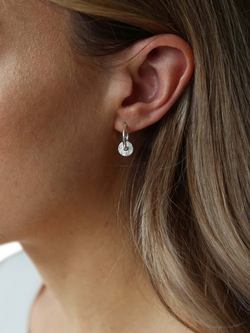 Tutti Textured Disc Hoop Earrings - view 2, Silver