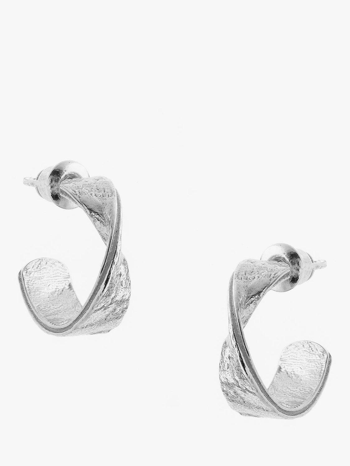 Product image 1 of 3, which shows Tutti & Co Chunky Twisted Hoop Earrings, Silver