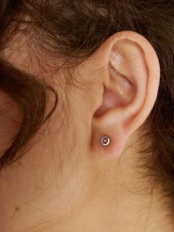 Tutti Birthstone Stud Earrings, Silver - view 2, Garnet/January