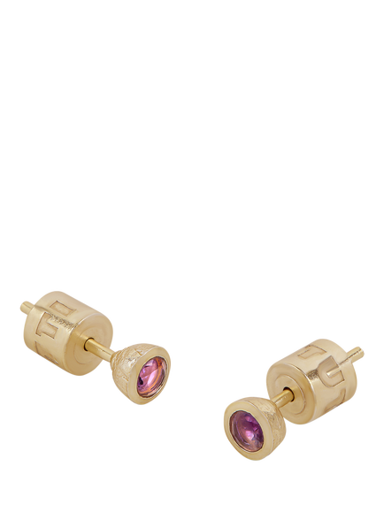 Tutti Birthstone Stud Earrings, Gold, Amethyst/February