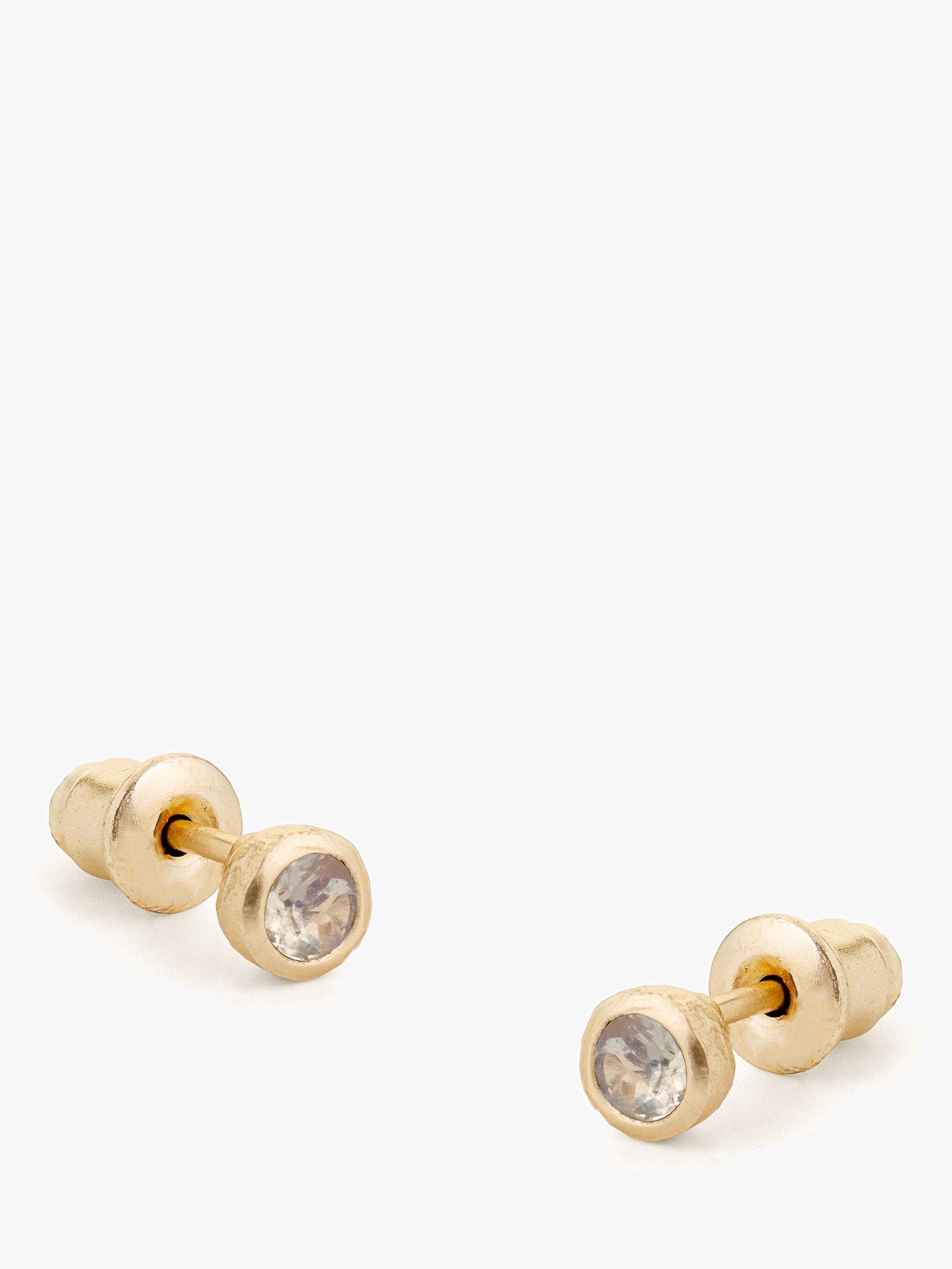 Product image 1 of 3, which shows Tutti & Co Birthstone Stud Earrings, Gold, Aquamarine/March