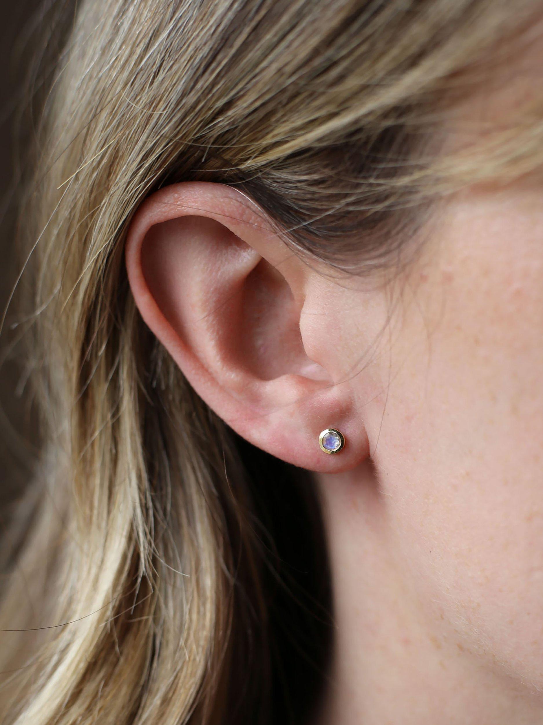 Product image 2 of 3, which shows Tutti & Co Birthstone Stud Earrings, Gold, Aquamarine/March