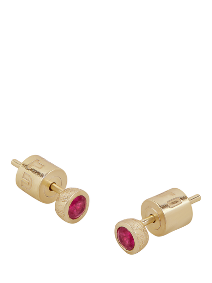 Tutti Birthstone Stud Earrings, Gold, Ruby/July