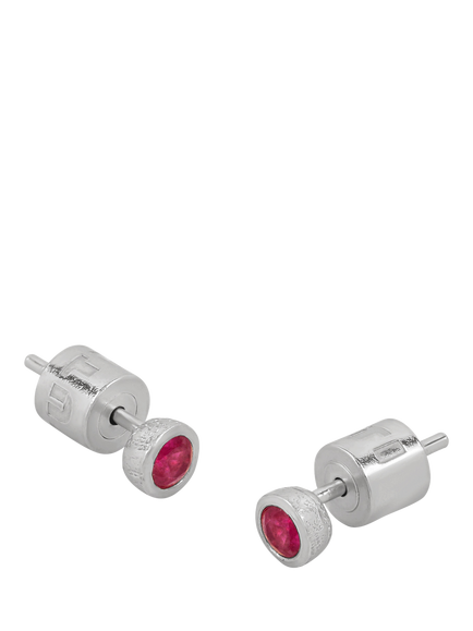 Tutti Birthstone Stud Earrings, Silver, Ruby/July
