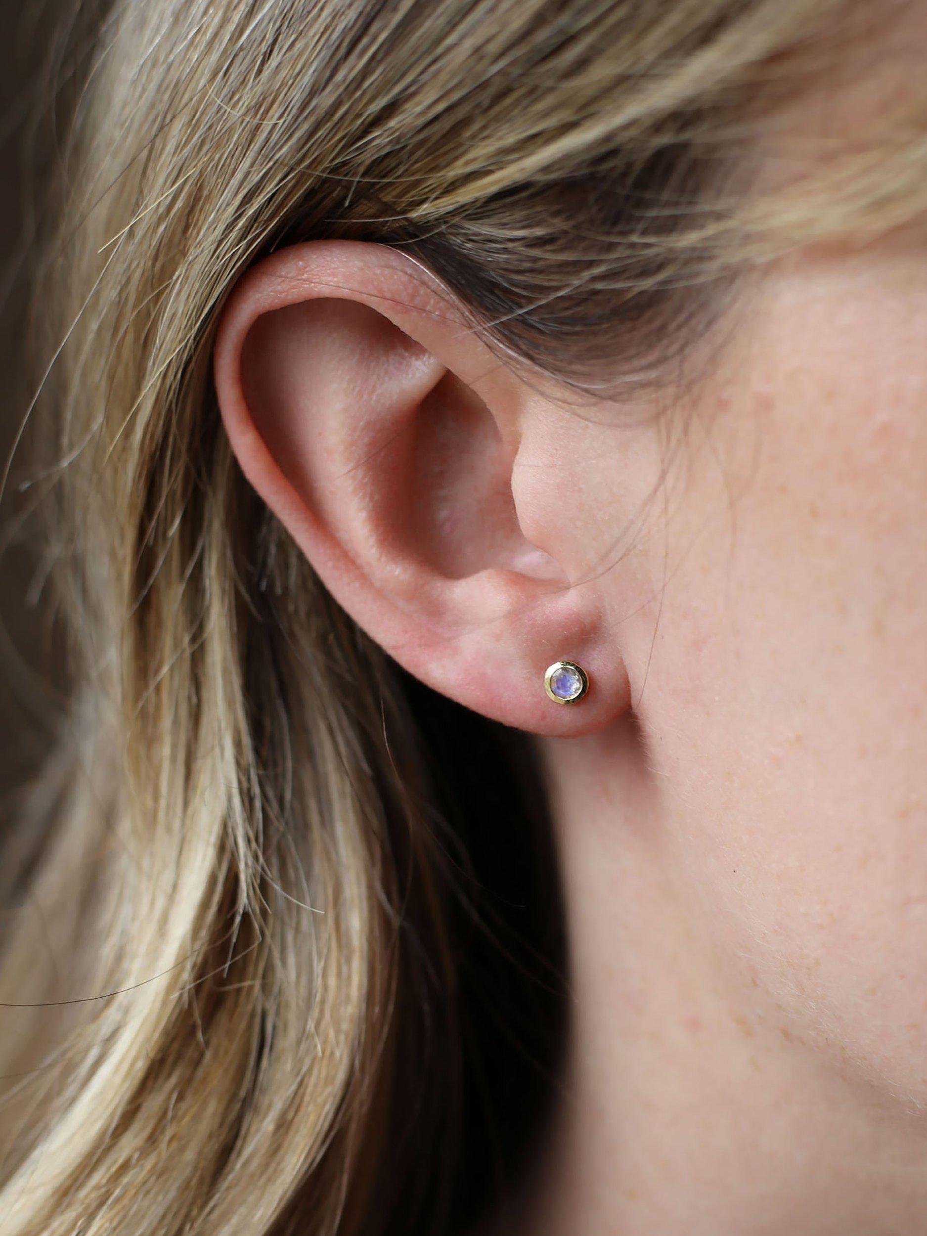 Product image 2 of 3, which shows Tutti & Co Birthstone Stud Earrings, Gold, Moonstone/October