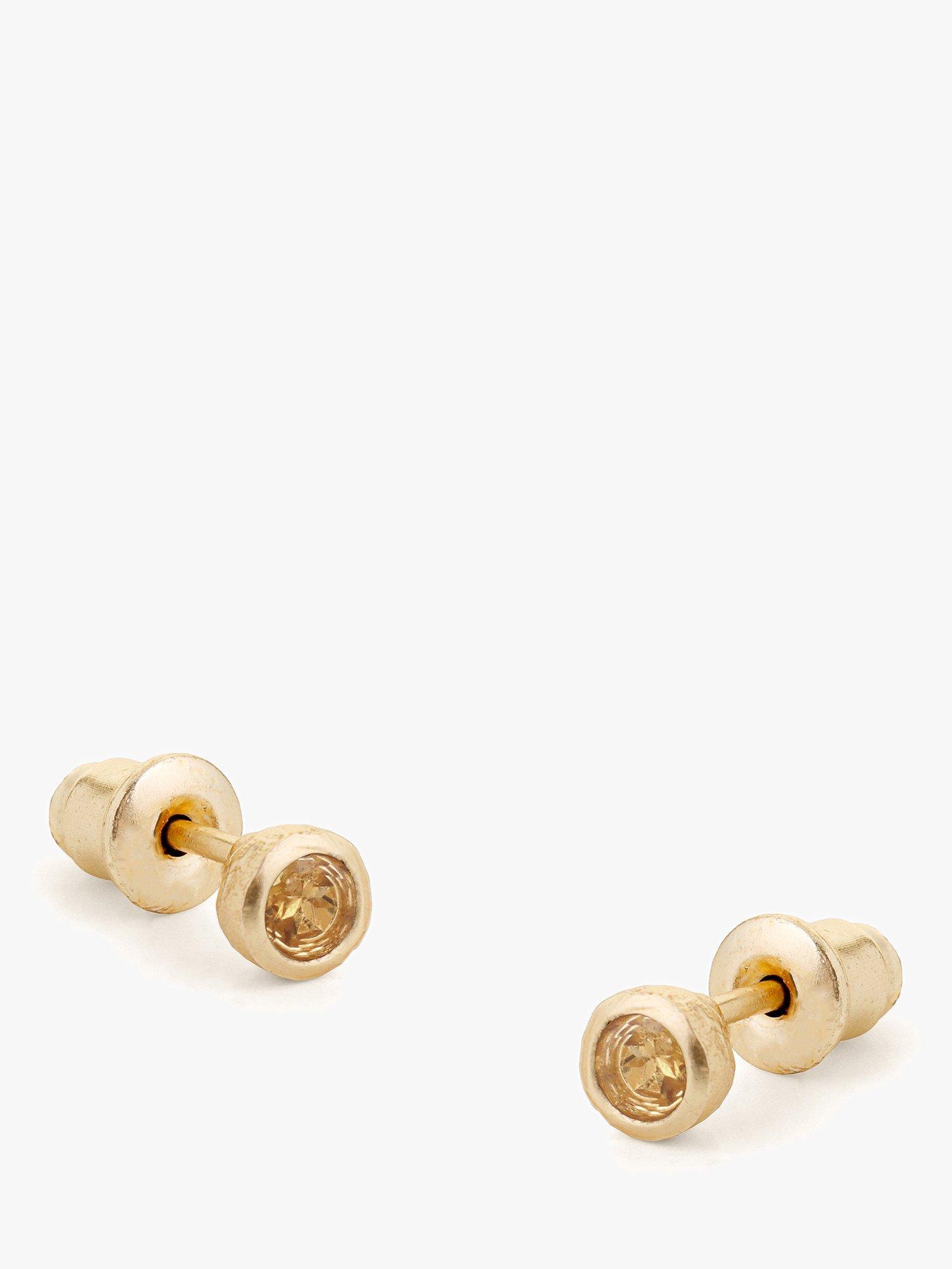 Product image 1 of 3, which shows Tutti & Co Birthstone Stud Earrings, Gold, Citrine/November