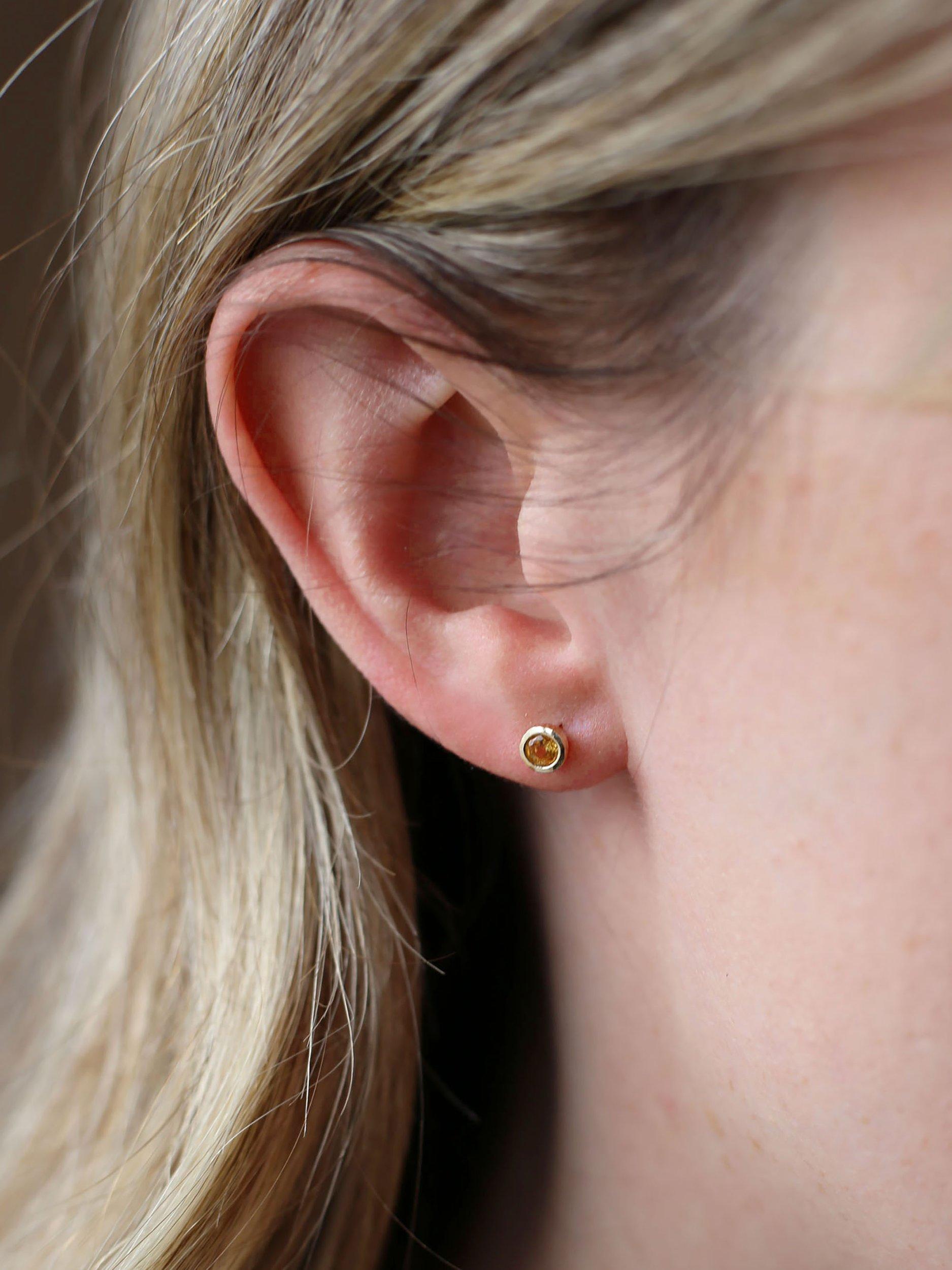 Product image 2 of 3, which shows Tutti & Co Birthstone Stud Earrings, Gold, Citrine/November