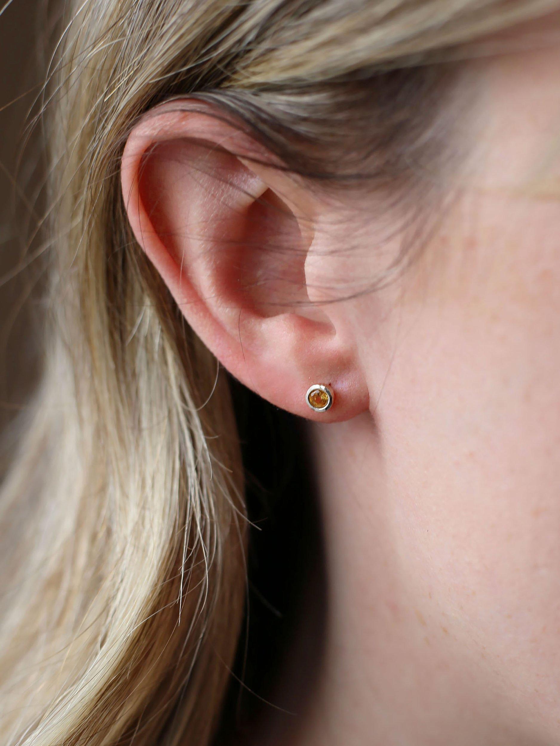 Product image 2 of 3, which shows Tutti & Co Birthstone Stud Earrings, Silver, Citrine/November