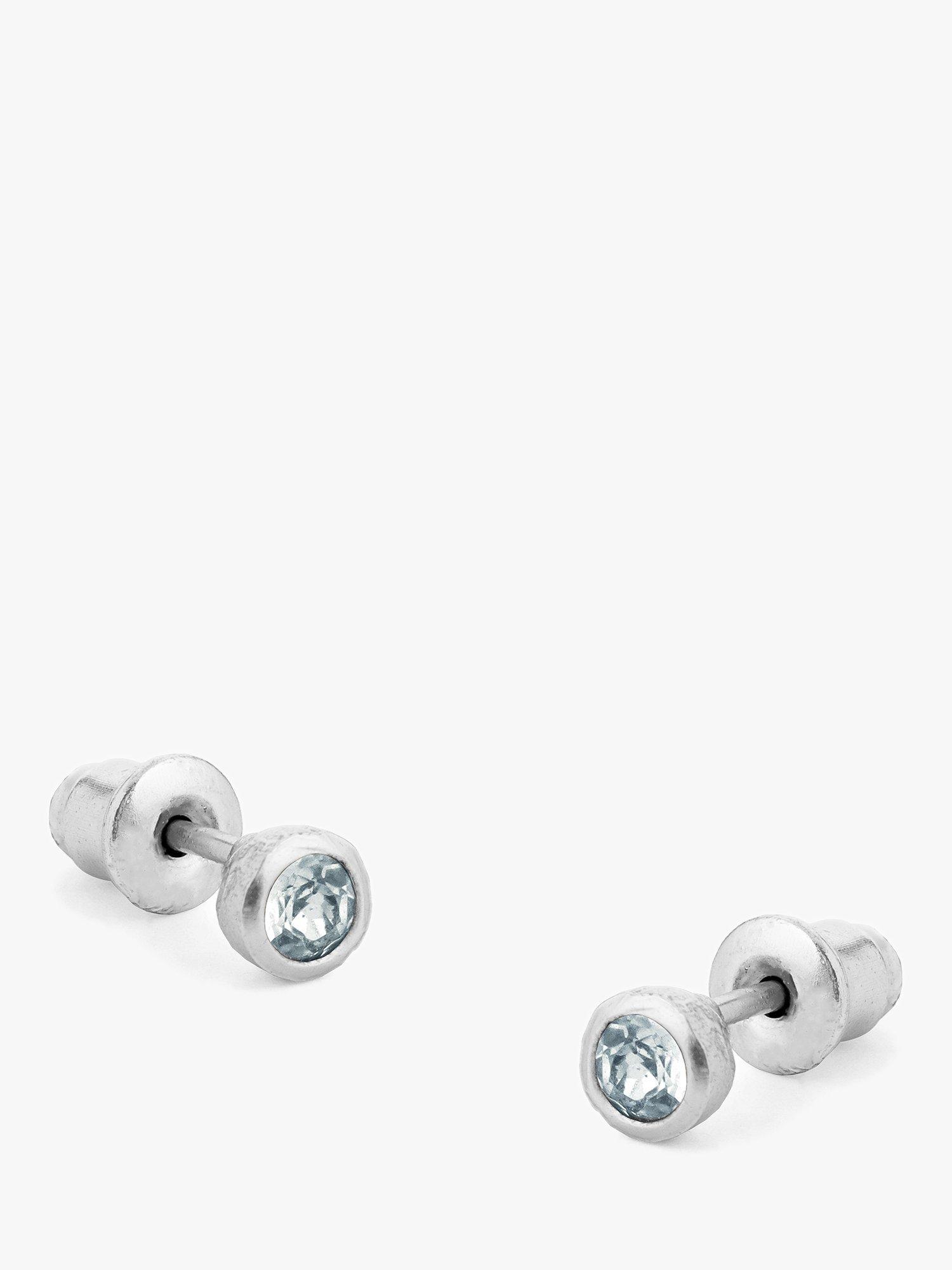 Product image 1 of 3, which shows Tutti & Co Birthstone Stud Earrings, Silver, Blue Topaz/December